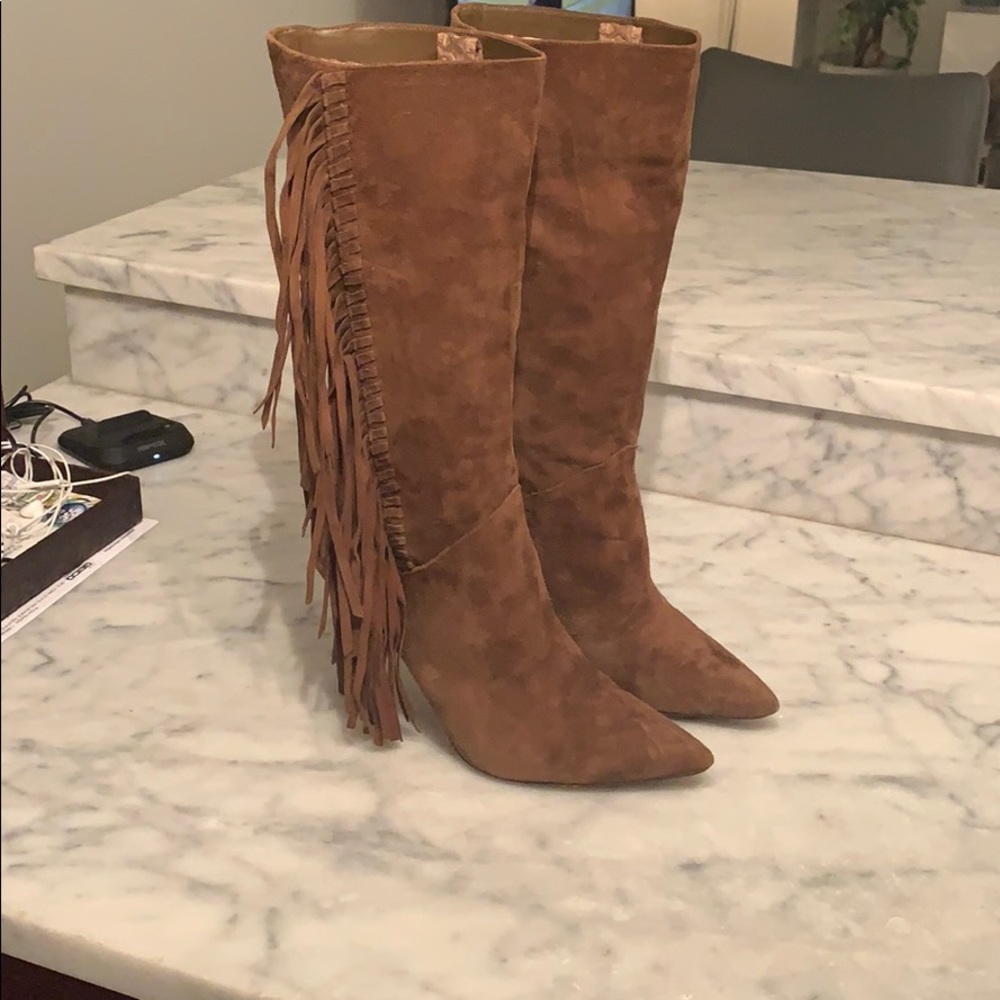 Sam Edelman Fayette Fringe Boot Hazelnut Suede
